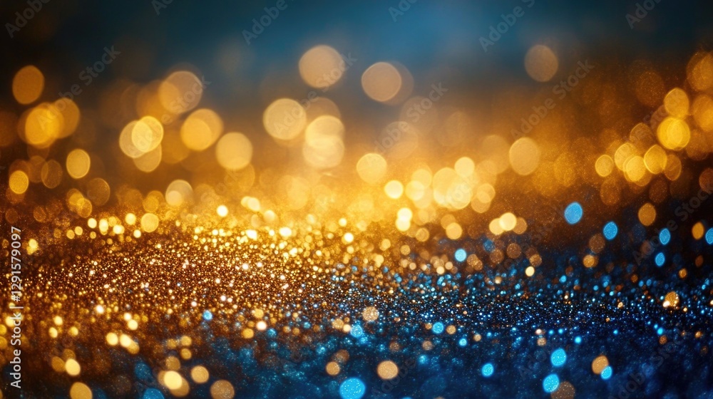 Dazzling Bokeh Effect with Gold and Blue Sparkles