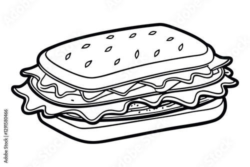 Sandwich Line Art Illustration for Design