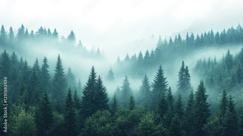 Dense forest landscape featuring a variety of trees and lush green foliage under a clear blue sky Dense forest landscape featuring a variety of trees and lush green foliage under a clear blue sky