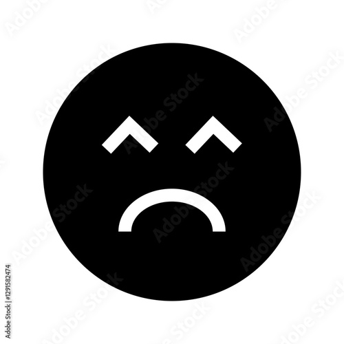 Solid emoji face with downturned mouth and sad eyes, expressing sorrow, disappointment, or emotional pain. Perfect for chat reactions, emotional UI, and expressive icon sets.