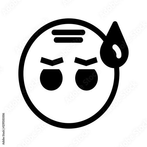 Solid emoji focused on large, droopy eyes and slightly curved mouth, emphasizing the sadness through the gaze.