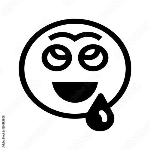 Solid emoji with closed sleepy eyes, relaxed expression, and drool at the corner of the mouth, showing peaceful sleep or tired contentment.