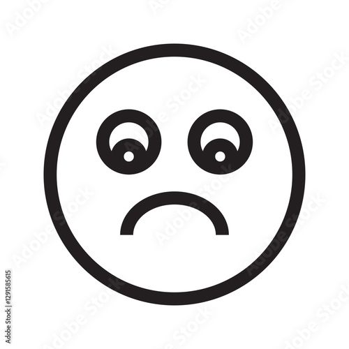 Line icon of a pouting emoticon with a downturned mouth, expressing annoyance or displeasure.