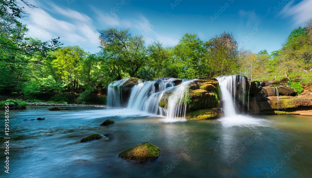 Fototapeta premium natural waterfall in the park recreation area