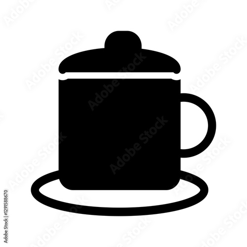 Stylized hot tea ladle icon, symbolizing handcrafted tea serving. Ideal for cafés, tea brands, or artisanal beverage labels.