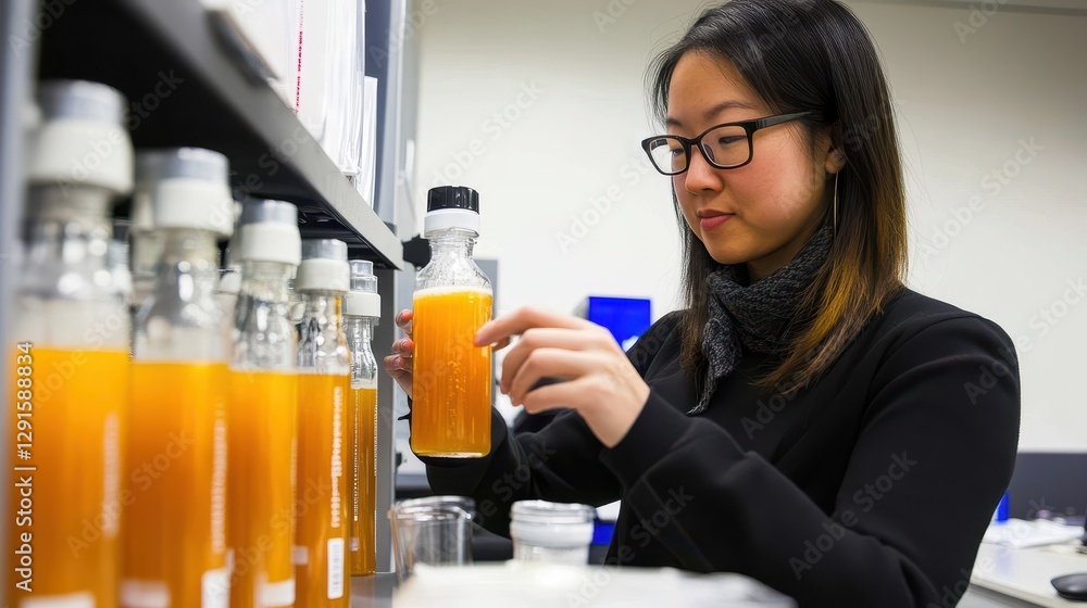 Scientist examining samples in a laboratory setting Scientist examining samples in a laboratory setting