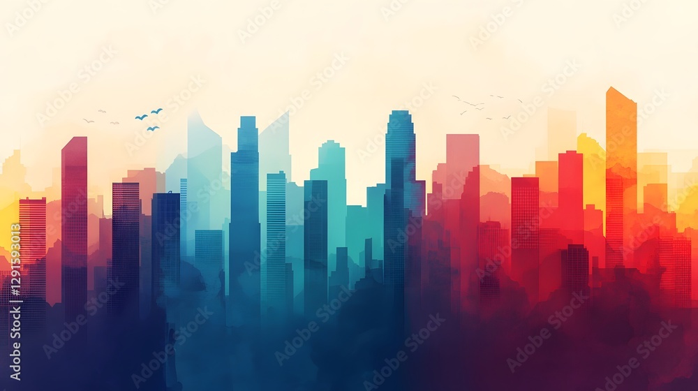 Colorful Cityscape Representing Air Levels in an Urban Environment Colorful Cityscape Representing Air Levels in an Urban Environment