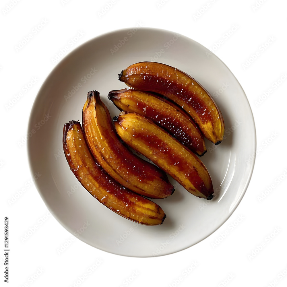 A Plate of Caramelizad Bananas on transparent background A Plate of Caramelizad Bananas on transparent background