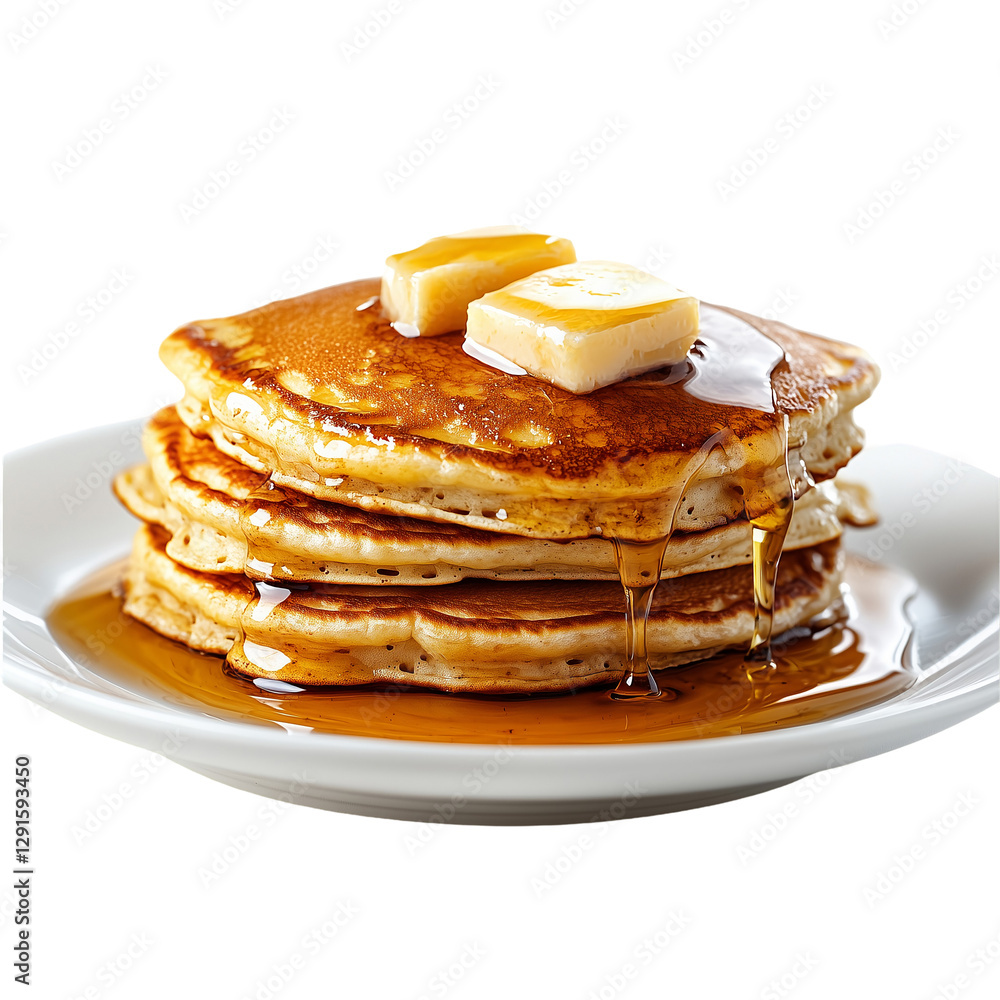Delicious Buttery Pancakes Sweet Syrup Breakfast eat food isolated on transparent background Delicious Buttery Pancakes Sweet Syrup Breakfast eat food isolated on transparent background