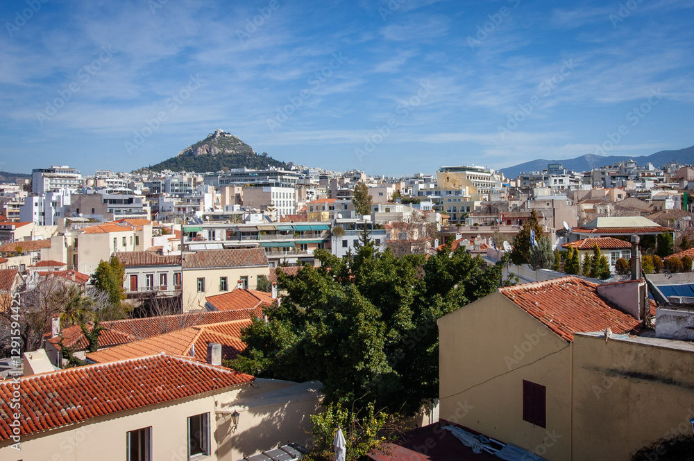 Obraz premium Picturesque view of the rooftops of the ancient city of Athens