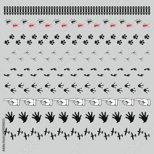animals footprints vector art with background