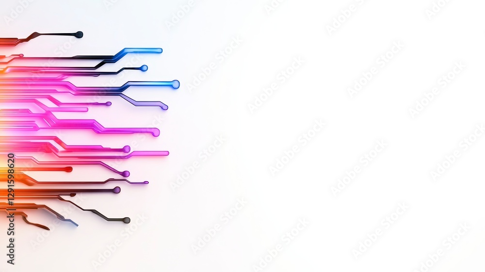Colorful Circuit Board Abstract Design on White Background Colorful Circuit Board Abstract Design on White Background