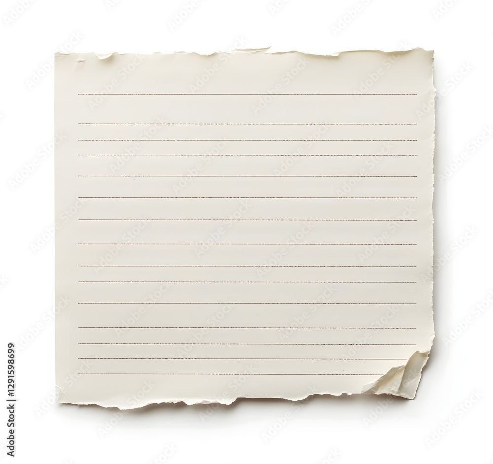 Obraz premium Blank Lined Paper Note on White Background in Simple Style