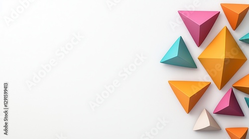 Free Download Colorful Geometric Triangles and Pyramids on White Textured Background - GFXLoad