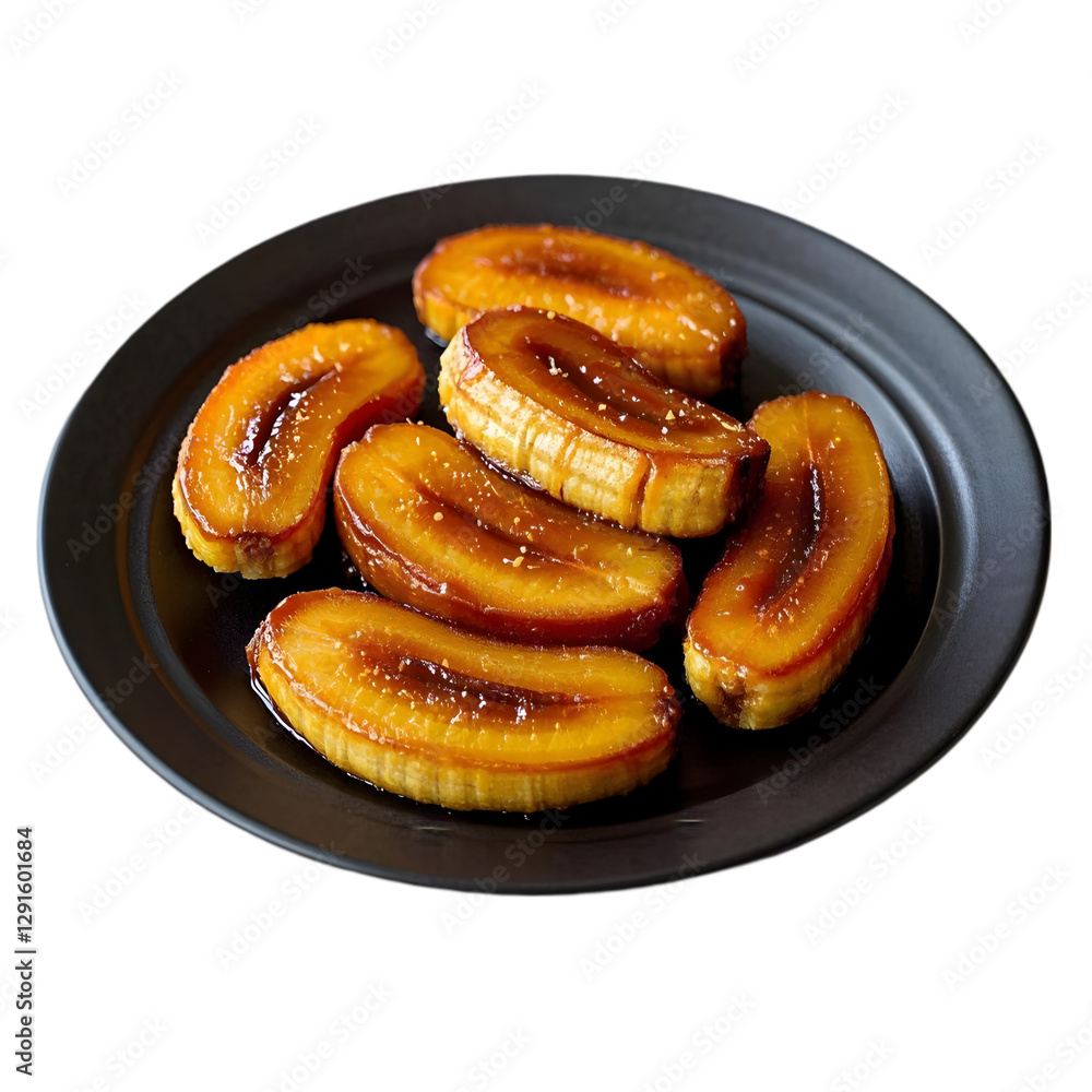 A Plate of Caramelizad Bananas on transparent background A Plate of Caramelizad Bananas on transparent background