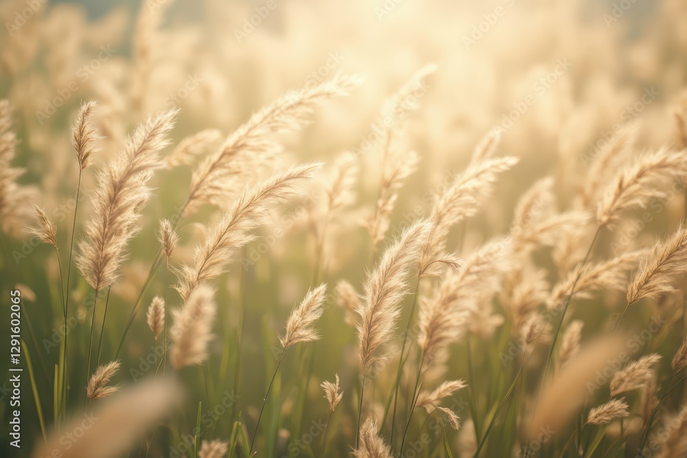Fototapeta premium a field of tall grass with the sun shining through