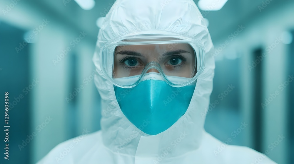 Cleanroom Worker Ensuring Hygiene and Safety in Factory Production Environment Cleanroom Worker Ensuring Hygiene and Safety in Factory Production Environment