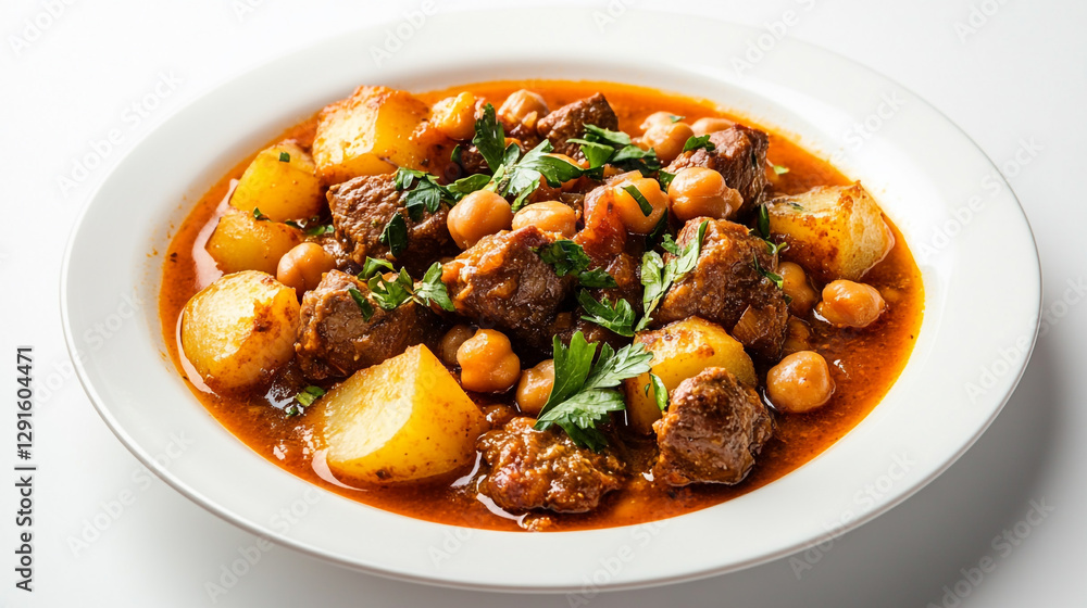 Delicious lamb stew with potatoes and chickpeas savory recipe home cooking warm dish food meal meat Delicious lamb stew with potatoes and chickpeas savory recipe home cooking warm dish food meal meat