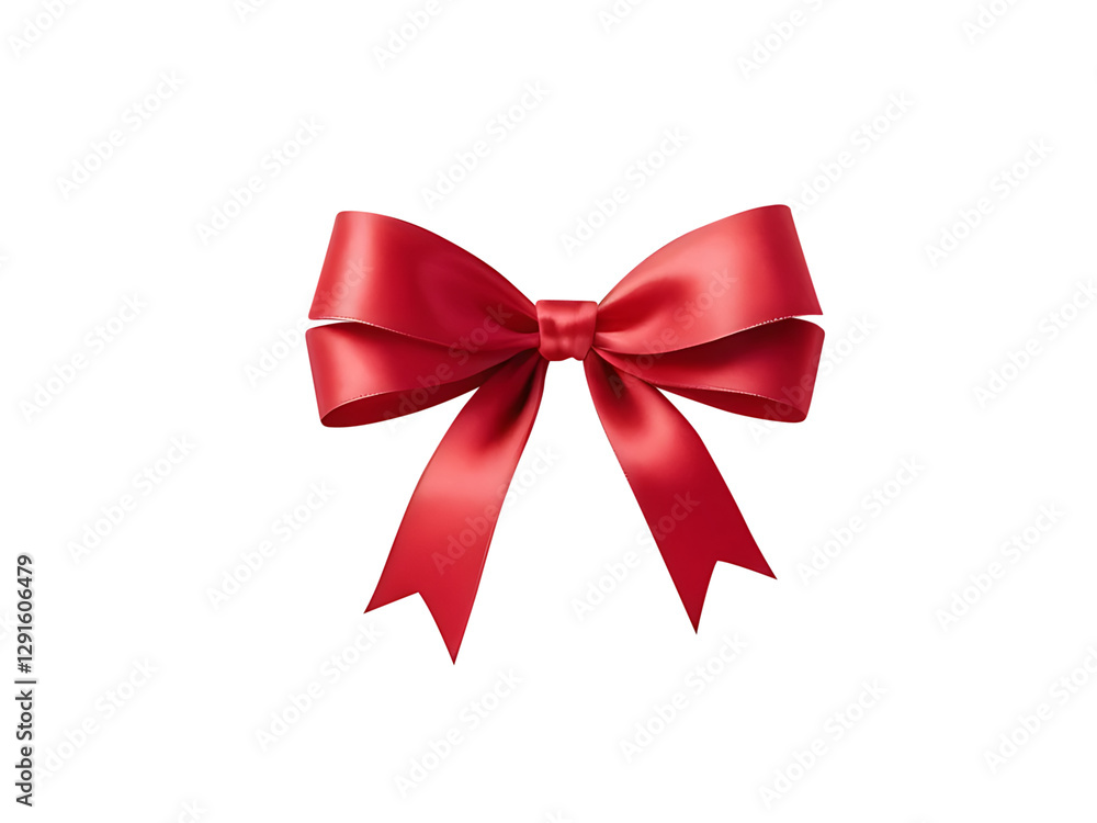 Fototapeta premium Red Gift Ribbon with Bow, Festive Template for Holidays and Celebrations, Gift concept transparent background