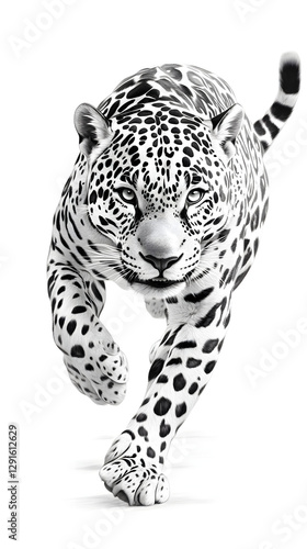 Obraz na płótnie Realistic Black and White Drawing of Attacking Jaguar w salonie