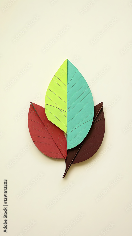 Cute Leaf Made of Colored Paper on Flat Surface