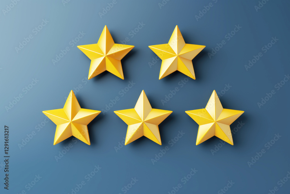 Five Golden Stars on Dark Grey Background – Quality and Excellence Rating Five Golden Stars on Dark Grey Background – Quality and Excellence Rating