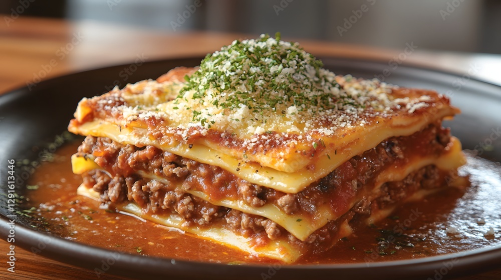 Homemade lasagna, capturing the art of comfort food, with layers of rich meat sauce, creamy cheese, and perfectly cooked pasta, is a delectable meal. Homemade lasagna, capturing the art of comfort food, with layers of rich meat sauce, creamy cheese, and perfectly cooked pasta, is a delectable meal.