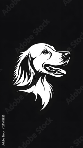 Obraz na płótnie Minimalist Black and White Cocker Spaniel Logo w salonie