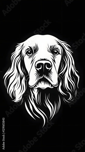 Obraz na płótnie Minimalist Black and White Cocker Spaniel Logo w salonie