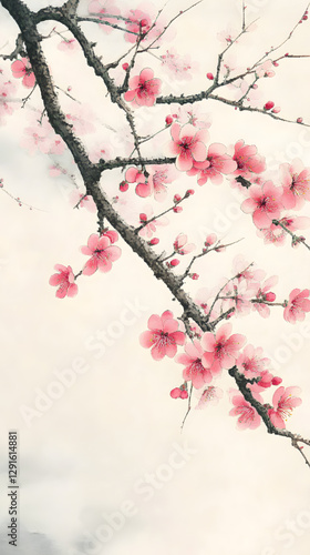 Obraz na płótnie Plum Blossom in Bloom w salonie