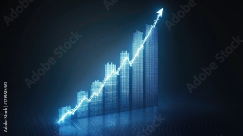 Wallpaper Mural digital bar graph shows growth. Blue light depicts upward trend Torontodigital.ca