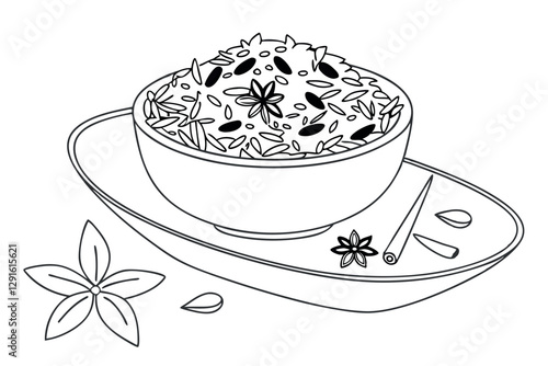 Stunning Line Drawing of Biryani Art