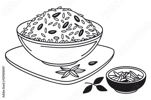 Stunning Line Drawing of Biryani Art
