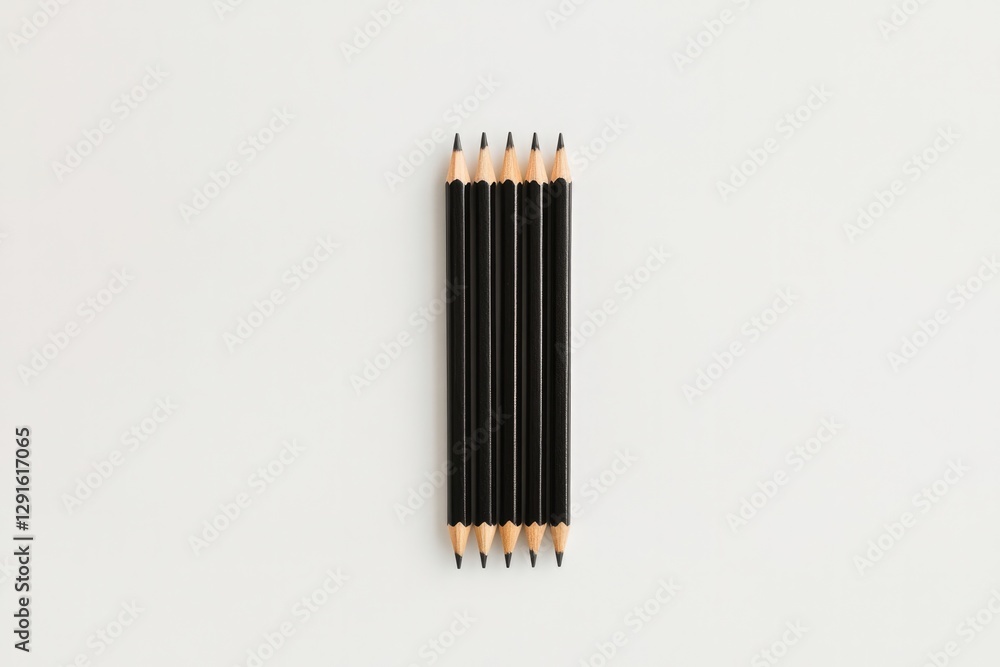 Minimalist arrangement of black pens highlights simplicity and e Minimalist arrangement of black pens highlights simplicity and e