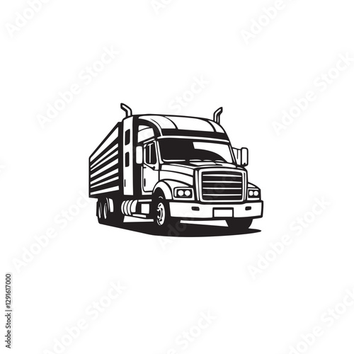 Transportation truck logo vector design creative trailer shape illustration.