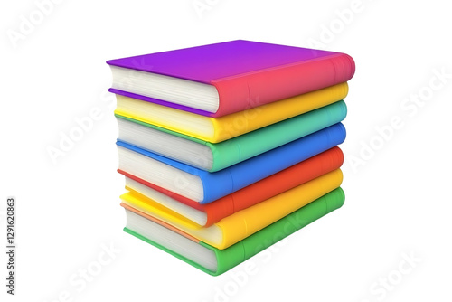 Colorful books stacked high