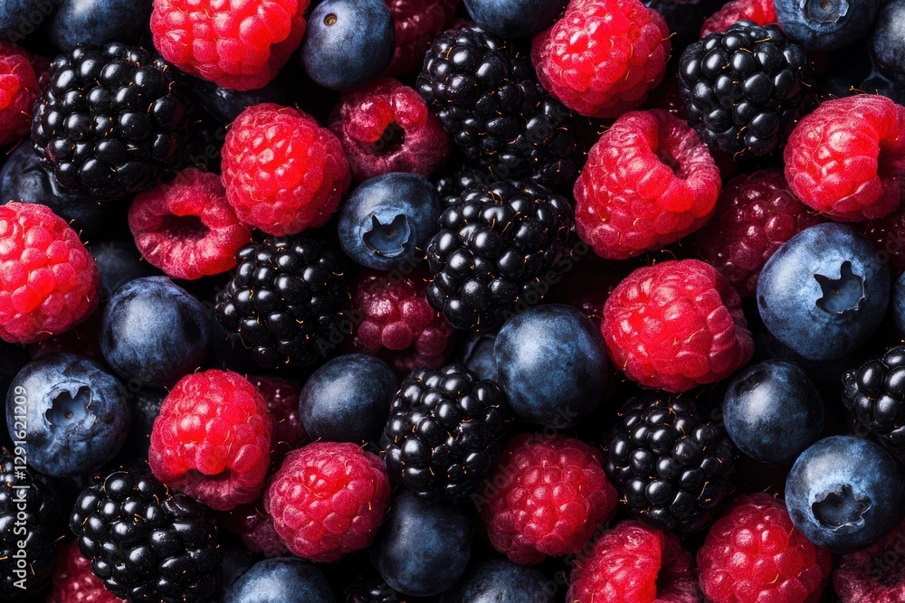Fresh Berry Mix Captured in Close-Up Detail Fresh Berry Mix Captured in Close-Up Detail