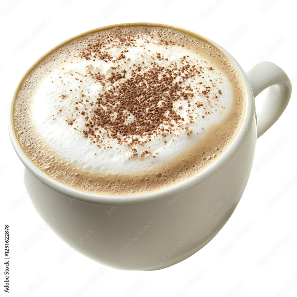 Obraz premium Creamy hot chocolate cappuccino in a white mug