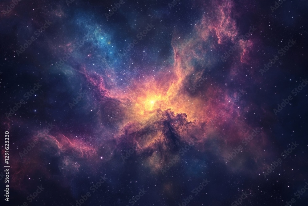 Obraz premium Stunning Colorful Cosmic Nebula in Deep Space with Stars