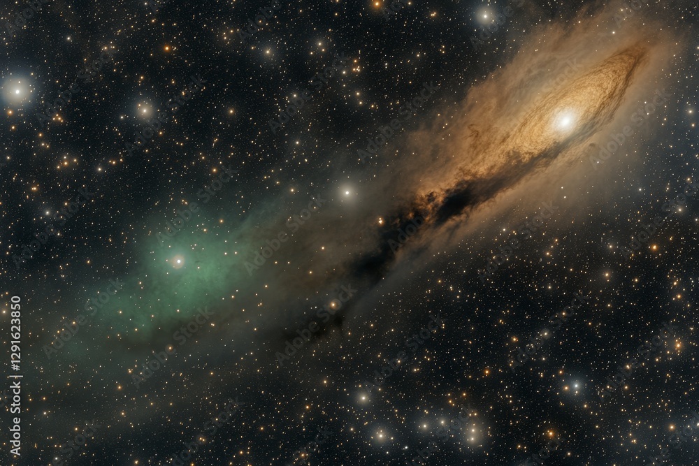Stunning Cosmic View of Galaxy and Nebula with Bright Stars Stunning Cosmic View of Galaxy and Nebula with Bright Stars