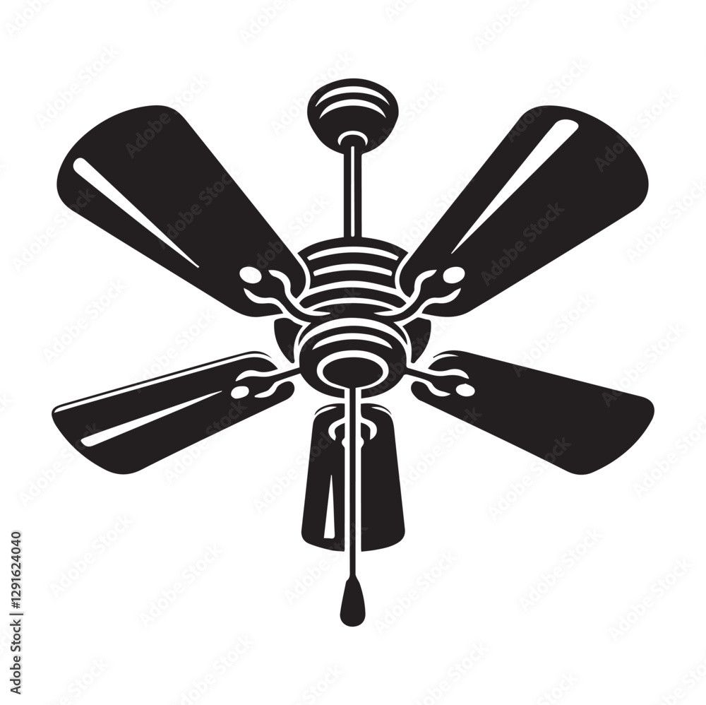 A Ceiling fan vector black Silhouette A Ceiling fan vector black Silhouette