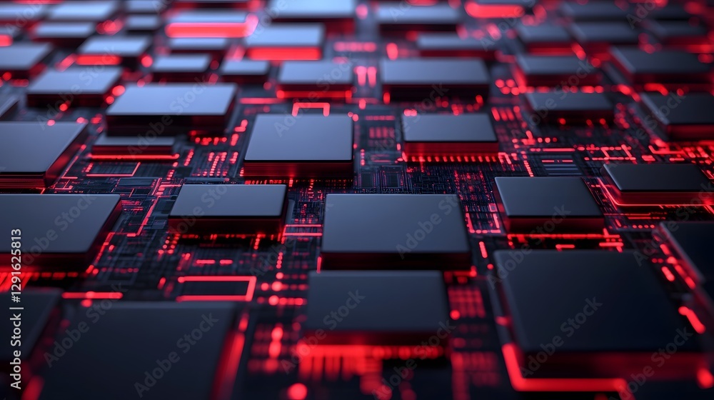 Fototapeta premium Cybersecurity Infographic with Digital Circuits and Data Protection Concept in 3D