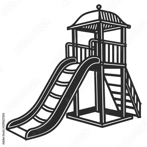 Kids slide silhouette vector illustration