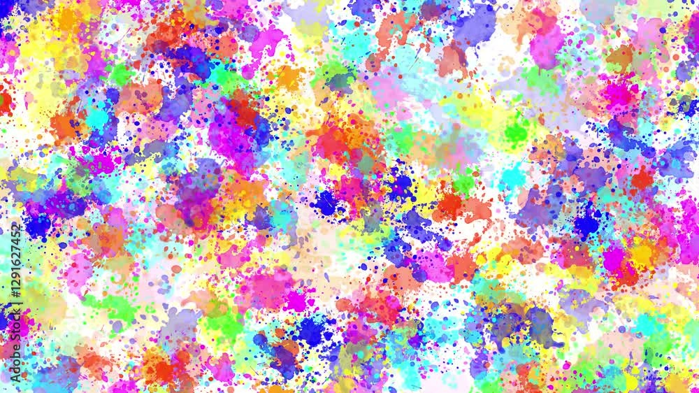 Colorful paint splashes motion graphics with plain white background Colorful paint splashes motion graphics with plain white background