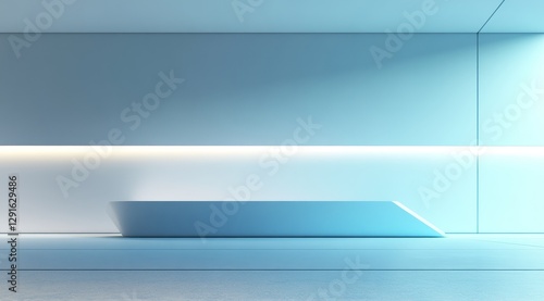 Wallpaper Mural Modern Minimalistic Interior Design With Soft Blue Tones in a Spacious Room Featuring a Sleek Platform Torontodigital.ca