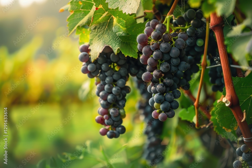 Lush Clusters of Grapes on the Vine Under Soft Natural Light Lush Clusters of Grapes on the Vine Under Soft Natural Light