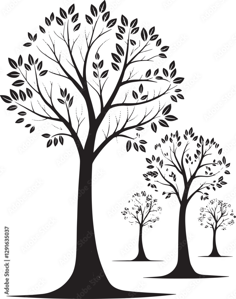 Obraz premium Tree silhouettes. Tree vector icons.