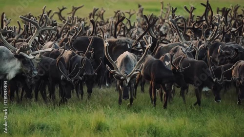 Wallpaper Mural Majestic reindeer herd migration across open grassland captured in stunning detail Torontodigital.ca