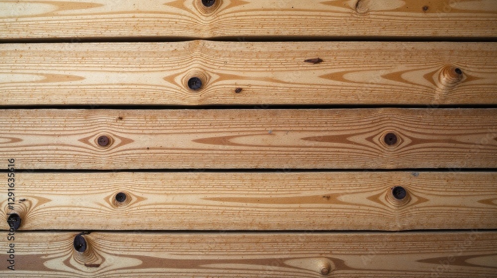 Fototapeta premium Horizontal Light Brown Wooden Planks Showing Natural Grain and Knots