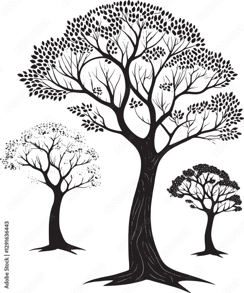 Obraz premium Tree silhouettes. Tree vector icons.
